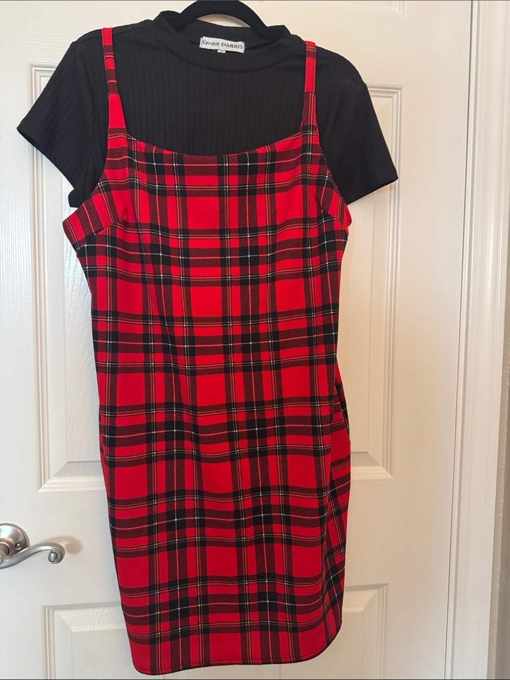 Almost Famous Red and Black Plaid Mini Dress